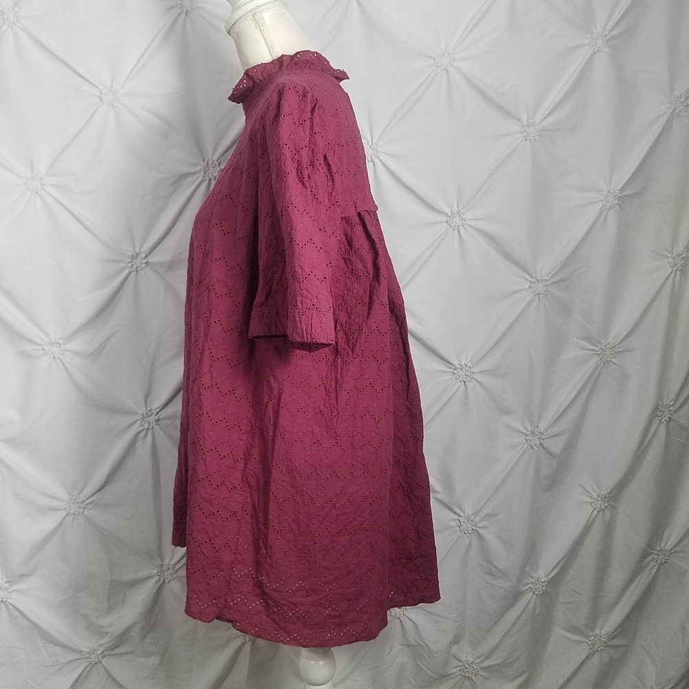 Evy's Tree The Lupita Plum High Neck Embroideredd Eyelet Top - Picture 3 of 12